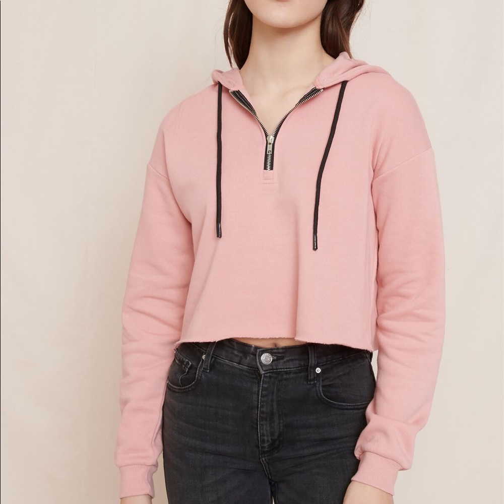 Garage Cropped Hoodie Pink